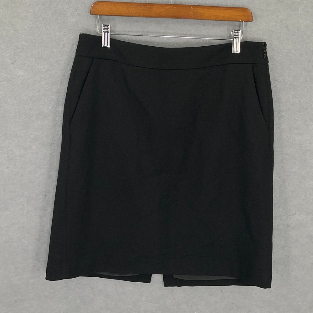 Eddie Bauer Mercer Fit Black Pencil Skirt Back Vent‎ Pockets Womens Petite 6